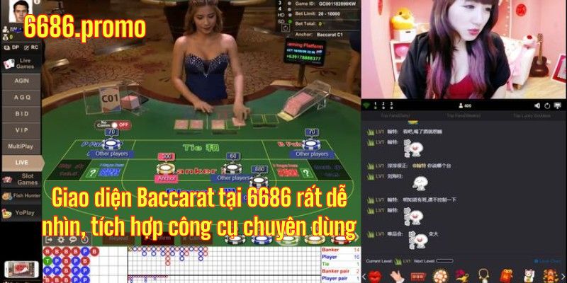 Giao diện được tích hợp thêm công cụ hỗ trợ soi cầu Baccarat tại 6686